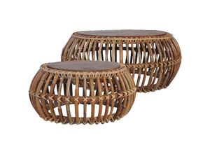 8719883590448 - Bonnevie - Couchtische 2 Stk Kaffeetisch Natur Rattan vidaXL