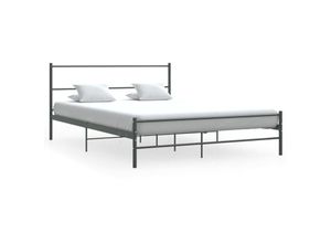 8719883756394 - Bonnevie - BettgestellSchlafzimmerbett Grau Metall 140×200 cm vidaXL