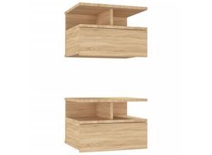 8719883738185 - Bonnevie - 2er-Set Nachttische HängendBeistelltische Sonoma-Eiche 40x31x27cm Holzwerkstoff vidaXL