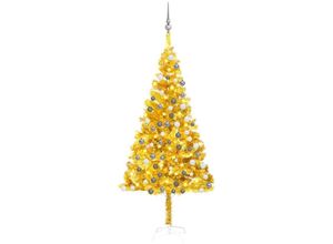 8720286497784 - Bonnevie - Künstlicher WeihnachtsbaumKunstbaum mit LEDs & Kugeln Golden 180 cm pet vidaXL