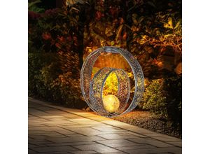 9007371507160 - Solarlampe orientalische Kugel Dekoleuchte Garten Solar Solarlampe Metall für Außen Crackle Glas Erdspieß 1x LED 006W warmweiß LxBxH 30x20x42 cm