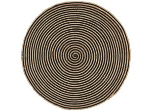 8718475733607 - Teppich Handgefertigt Jute mit Spiralen-Design Schwarz 150 cm Vidaxl