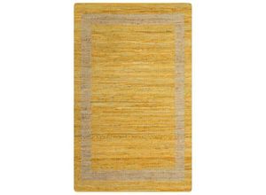 8718475733706 - Bonnevie - TeppichFußmatte Handgefertigt Jute Gelb 80x160 cm vidaXL