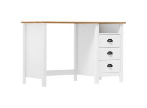 8719883910642 - Computertisch，Schreibtisch Hill mit 3 Schubladen 120x50x74 cm Kiefernholz vidaXL