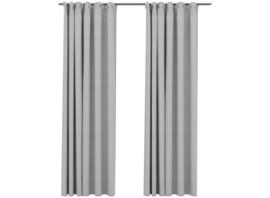 8720286020005 - 2er-Set Verdunkelungsvorhänge，Verdunkelung Gardinen Haken Leinenoptik Grau 140x245 cm vidaXL