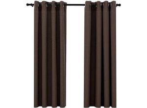 8720286020265 - 2er-Set Verdunkelungsvorhänge，Verdunkelung Gardinen Ösen Leinenoptik Taupe 140x175cm vidaXL