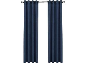 8720286020036 - Bonnevie - Verdunkelungsvorhänge Ösen Leinenoptik 2 Stk Blau 140x225 cm vidaXL51196