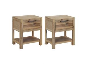 8720286173725 - Nachttische mit Schubladen 2 Stk 40x30x48 cm Akazie Massivholz vidaXL - Braun