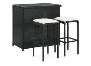 8720286146743 - Bonnevie - 3-tlg Bar Set Poly Rattan Schwarz vidaXL565427