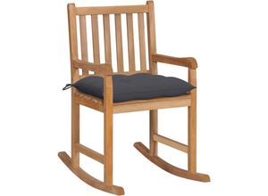 8720286266960 - Bonnevie - SchaukelstuhlRelaxsessel mit Anthrazit Kissen Massivholz Teak vidaXL