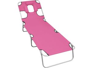 8720286072837 - Vidaxl - Klappbare Sonnenliege mit Kopfkissen Stahl Magento Rosa Rosa