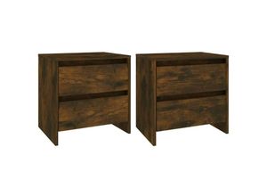 8720286837238 - Bonnevie - 2er-Set NachttischeBeistelltische Räuchereiche 45x345x445 cm Holzwerkstoff vidaXL