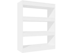 8720286843505 - Bonnevie - Bücherregal RaumteilerBücherschrank Hochglanz-Weiß 80x30x103cm Holzwerkstoff vidaXL