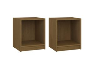 8720286772553 - Bonnevie - 2er-Set NachttischeBeistelltische Honigbraun 355x335x415 cm Massivholz Kiefer vidaXL