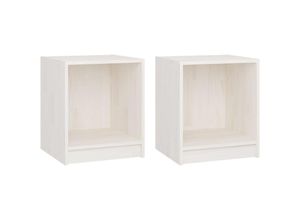 8720286772515 - Bonnevie - 2er-Set NachttischeBeistelltische Weiß 355x335x415 cm Massivholz Kiefer vidaXL