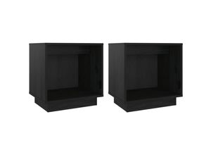 8720286841709 - Bonnevie - 2er-Set NachttischeBeistelltische Schwarz 40x30x40 cm Massivholz Kiefer vidaXL