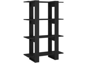 8720286842775 - Bonnevie - Bücherregal RaumteilerBücherschrank Schwarz 80x30x1235 cm vidaXL