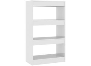 8720286843253 - Bonnevie - Bücherregal RaumteilerBücherschrank Hochglanz-Weiß 60x30x103cm Holzwerkstoff vidaXL