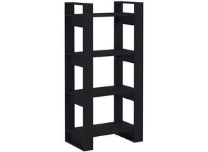 8720286905265 - Bonnevie - Bücherregal RaumteilerBücherschrank Schwarz 60x35x125 cm Massivholz vidaXL