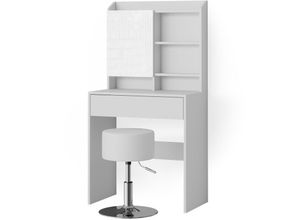 4066731129874 - Schminktisch Frisiertisch Frisierkommode Laura Weiß Hocker 70x136 cm Spiegelschrank modern Schlafzimmer Kommode Schminkspiegel Schrank Schublade Kosmetiktisch Make-Up-Tisch