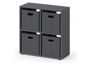 4066731036288 - Raumteiler Standregal Bücherregal 4 Fächer Tetra Grau Hochregal Faltbox