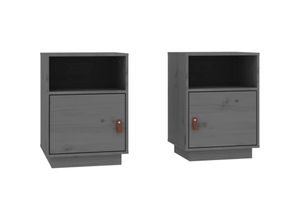 8720287204053 - Bonnevie - 2er-Set NachttischeBeistelltische Grau 40x34x55 cm Massivholz Kiefer vidaXL 8720287204053 - Bonnevie - 2er-Set NachttischeBeistelltische Grau 40x34x55 cm Massivholz Kiefer vidaXL