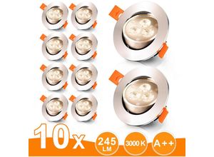 0962061973153 - Swanew - 10er led Einbaustrahler Deckeneinbauleuchte Set Einbauleuchte Deckenleuchte Einbauspot Deckenspot IP20 245LM Strahler Warmweiß 3W - Warmweiß