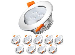 0726504480017 - TolleTour 10X 3W LED Strahler Spot Einbaustrahler Deckenstrahler Deckenspot 230V 245lm Warmweiß Einbauspot Einbauleuchte Deckeneinbauleuchte - Silber