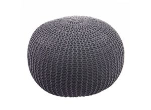 4057651283685 - Pouf MCW-E16 Strickhocker Sitzhocker Strickpouf Strickoptik 40x50cm ~ dunkelgrau