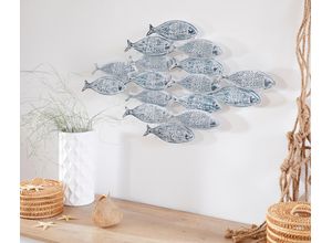 1234445628294 - Wanddekoobjekt HOME AFFAIRE Fische Wanddekoobjekte Gr B H T 77 cm x 45 cm x 4 cm Fische blau (blau weiß) Wanddekoration Wanddekoobjekte Wanddeko aus Metall Shabby Look