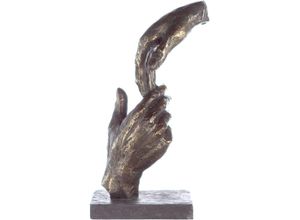 4001250892366 - Dekofigur CASABLANCA BY GILDE Skulptur Two Hands bronzefarben grau Dekofiguren Gr B H T 13 cm x 29 cm x 8 cm orange (bronzefarben grau) Deko-Objekte Dekoobjekt Höhe 29 cm Hände mit Spruchanhänger Wohnzimmer