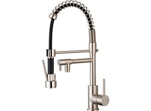 3661109011631 - Essebagno - Big Pro Spültischarmatur mit Brause im Edelstahl-Look - Façon Inox