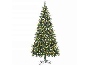 8720286498354 - Bonnevie - Weihnachtsbaum Gefrostet mit Beleuchtung & Zapfen 210 cm vidaXL389264