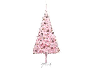 8720286496749 - Künstlicher Weihnachtsbaum，Kunstbaum mit LEDs & Kugeln Rosa 240cm PVC vidaXL