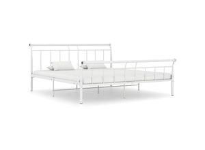 8720286197271 - Bonnevie - BettgestellSchlafzimmerbett Weiß Metall 160x200 cm vidaXL