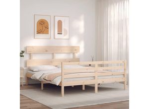 8720845402716 - Bonnevie - MassivholzbettSchlafzimmerbettDoppelbett mit Kopfteil 160x200 cm vidaXL