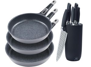 4019256024414 - Pfannen-Set KING »Moonscape 3er« inkl Messer-Set Pfannen grau Induktion abnehmbarer Griff MOONSCAPE-Beschichtung 4019256024414 - Pfannen-Set KING »Moonscape 3er« inkl Messer-Set Pfannen grau Induktion abnehmbarer Griff MOONSCAPE-Beschichtung