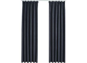 8719883720364 - Bonnevie - 2er-Set VerdunkelungsvorhängeVerdunkelung Gardinen mit Haken Anthrazit 140x175 cm vidaXL