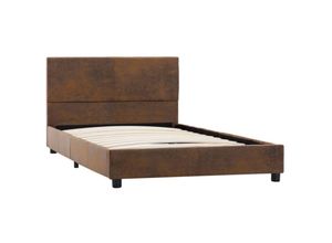 8719883697123 - Bonnevie - BettgestellSchlafzimmerbett Braun Wildleder-Optik 100x200 cm vidaXL