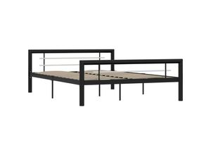 8719883888835 - BettgestellSchlafzimmerbett Schwarz und Weiß Metall 140×200 cm vidaXL