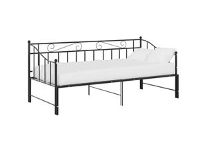 8720286195727 - Bonnevie - Ausziehsofa BettgestellSchlafzimmerbett Schwarz Metall 90x200 cm vidaXL