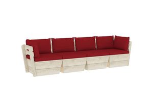 8720286273777 - Bonnevie - Garten-Palettensofa 4-Sitzer mit Kissen Fichtenholz vidaXL600463