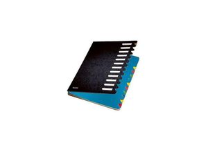 4002432341054 - - Ordnungsmappe Deskorganizer Color din A4 350g m² Karton marmoriert Farbe schwarz Farbe des Fächerblocks mehrfarbig 12 Fächer