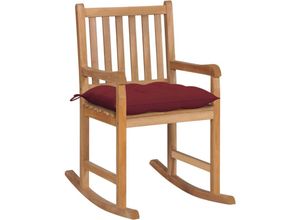 8720286267059 - Vidaxl - Schaukelstuhl mit Weinrotem Kissen Massivholz Teak Braun