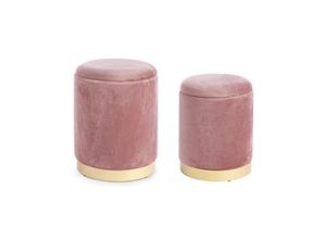 8051836212695 - - 2er-Set Poufs aus Samt mit Behälter polina Antique Pink