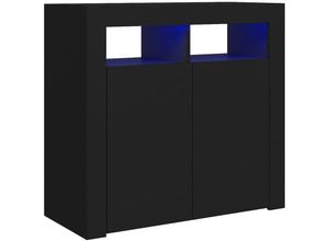 8720286217399 - Bonnevie - SideboardKommode mit LED-Leuchten Schwarz 80x35x75 cm vidaXL