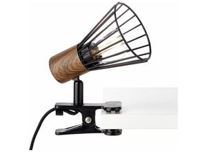 4004353355141 - BRILLIANT Lampe Manama Klemmleuchte holz dunkel schwarz matt 1x D45 E14 28W geeignet für Tropfenlampen (nicht enthalten) Mit Schnurzwischenschalter