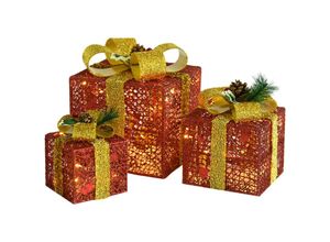 8720286414583 - Vidaxl - Geschenkboxen Deko-Set 3 Stk Rot Outdoor Indoor Rot