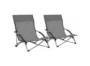 8720286137024 - Bonnevie - Klappbare Strandstühle 2 Stk Grau Stoff vidaXL216917