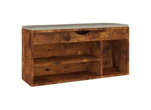 8720286343562 - Bonnevie - SchuhbankSitzbank mit Kissen Räuchereiche 104x30x49 cm Holzwerkstoff vidaXL